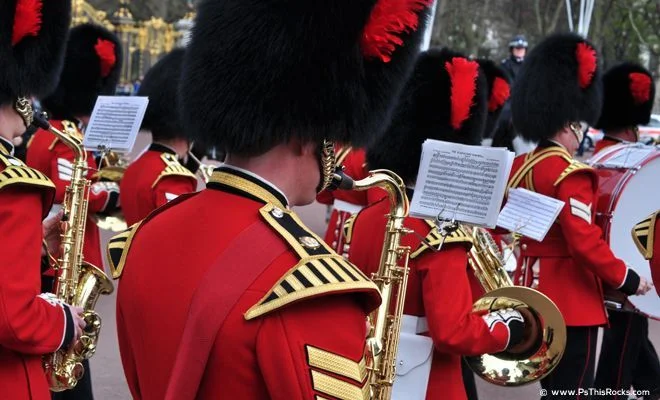 London Must See: Changing Of The Guard Buckingham Palace Safety Tips | England, London, Must See In London, United Kingdom, What To Do In London | Fashion | Christian Dior | Fashion | P.s. This Rocks Travel &Amp; Interior Design Blogs By Christi Tasker A Serial Entrepreneurs Lifestyle Blog Full Of Vacation Ideas, Home Design Inspiration, Art, Recipes, Parenting Tips, Over 40S Fashion Inspiration Queens Guards Band Playing Notes