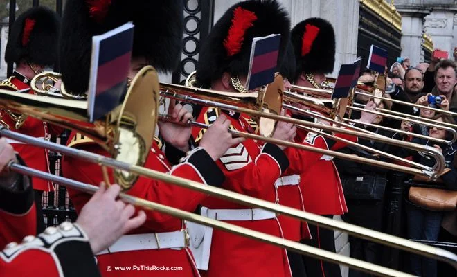 London Must See: Changing Of The Guard Buckingham Palace Safety Tips | England, London, Must See In London, United Kingdom, What To Do In London | Fashion | Christian Dior | Fashion | P.s. This Rocks Travel &Amp; Interior Design Blogs By Christi Tasker A Serial Entrepreneurs Lifestyle Blog Full Of Vacation Ideas, Home Design Inspiration, Art, Recipes, Parenting Tips, Over 40S Fashion Inspiration Queens Guards Band