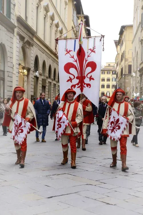 Men Walking With Cart At Explosion Of The Cart, Scoppio Del Carro In Tuscany, Florence, Italy