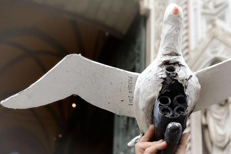 Dove With Fireworks About To Fly Into Cart At Explosion Of The Cart, Scoppio Del Carro In Tuscany, Florence, Italy